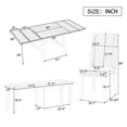 Extendable Dining Set, White+Black 6Piece Dining Room Set, Rectangular