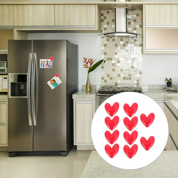 WHAMVOX 10 Pcs Small Heart Magnets Refrigerator Magnetic Stickers Red