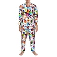thumbnail image 3 of Balery Mexican Bright Style Pijama para Hombre de Dos Piezas con Manga Larga, Conjunto de Dormir y Descanso Suave con Bolsillos-Medium, 3 of 7