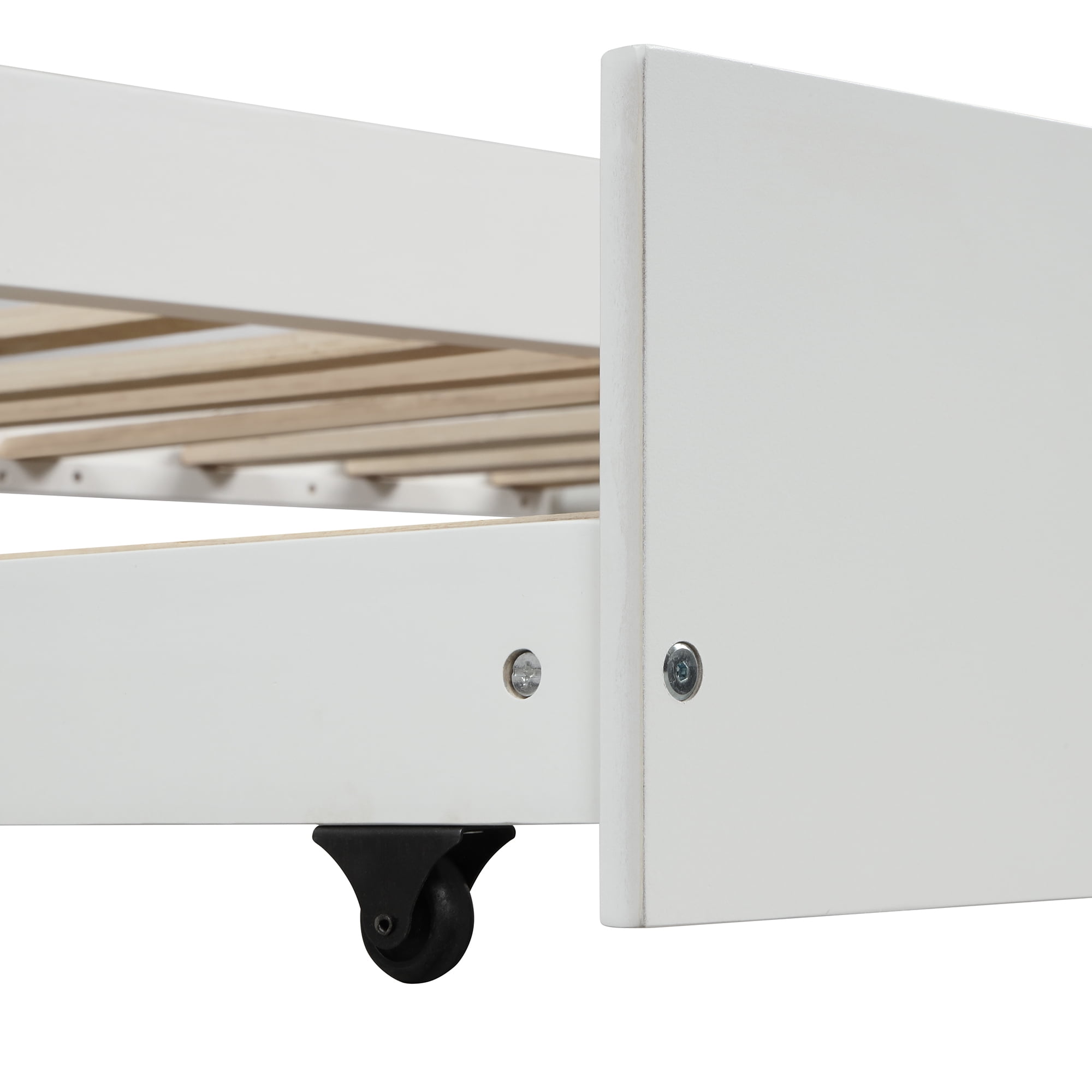 Aukfa House Bed with Trundle, Wood Kids Twin Bed - White