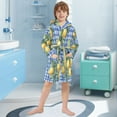 thumbnail image 5 of FORMRS Niños Bathrobe Unisex Hooded Robe Soft Plush Pajamas Sleepwear, Size 4-6T, Green Lemon Plaid, 5 of 7