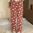 thumbnail image 4 of SGMVNU Pajama Pants for Women Fuzzy Flannel Loungewear Pants Cartoon Printed Comfy Warm Sleepwear Elastic Waist Winter Sleepwear Bottom(Brick Red, 2XL), 4 of 4