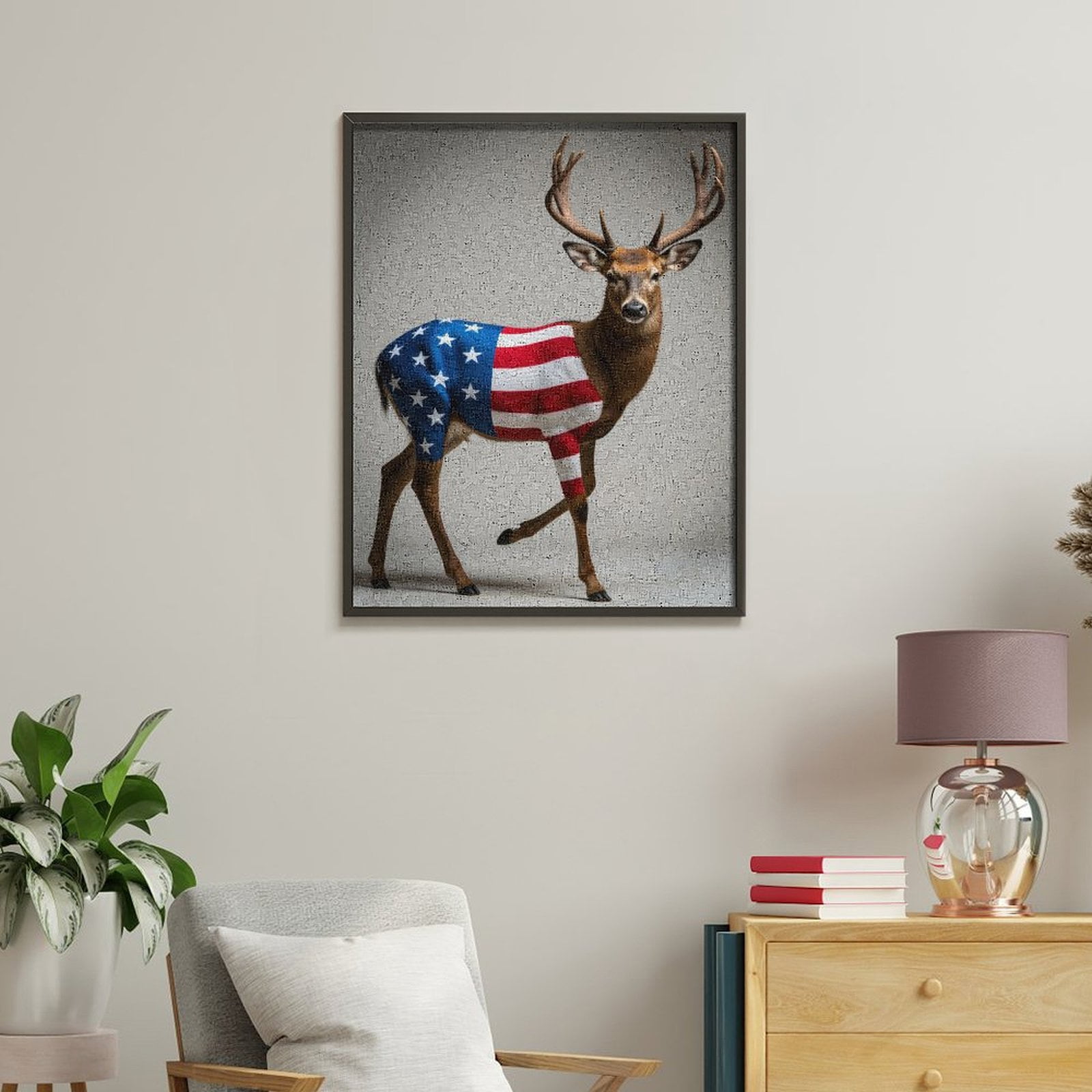 Paint By Numbers Kit for Adults Beginner - DIY Flag Deer Majestic Art Canvas Painting Kits for Adults, Frameless Paint By Number for Adults for Home Wall Decor 16x20 Inch