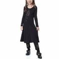 thumbnail image 5 of Odeerbi Muslim Dress For Girls 2025 Long Sleeve Long Dress V Neck Colorblock Dress for Teen Girls Black, 5 of 6