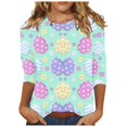 thumbnail image 1 of Outfmvch Cadeaux de Pâques Manches 3/4 Hauts pour Femmes T-Shirts Graphiques pour Femmes Polyester Spandex 1 Pce Vert Menthe m, 1 of 5