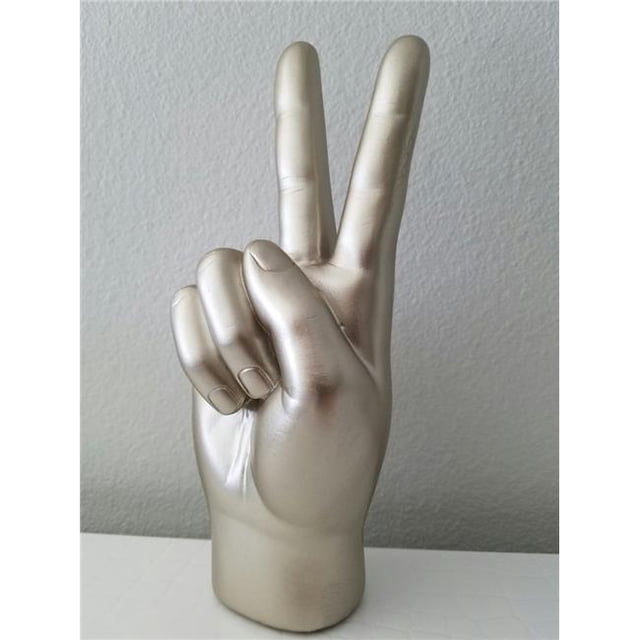 Interior Illusion Plus ii0076s 8 in. Tall Peace Sign Table Top, Silver