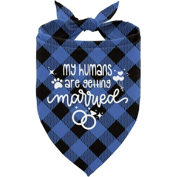 My Humans are Getting Married Dog Bandana, Dog Bandana, Buffalo Plaid Pet Scarf, Dog Scarf Accessories, Pet Dog Triangle Scarf, Dog Bandana for Small Medium Large Dogs, Engagement Gift (C55)