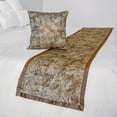thumbnail image 4 of The HomeCentric King / Queen / Twin Copper Designer Twin 53"x18" Bed Runner With 2 Pillow Cover, Beaded & Foil Bed Scarf on Silk fabric - Aranka, 4 of 5