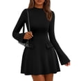 thumbnail image 1 of Vestido PRETTYGARDEN Otoño 2025 Negro Manga Campana XXL, 1 of 8