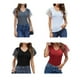 thumbnail image 4 of Qarigey Casual Top Blusa de verano Cuello en V Gasa Lentejuelas Camiseta de manga corta Prendas para la parte del cuerpo Vino rojo L Qarigey AP001323-15, 4 of 6