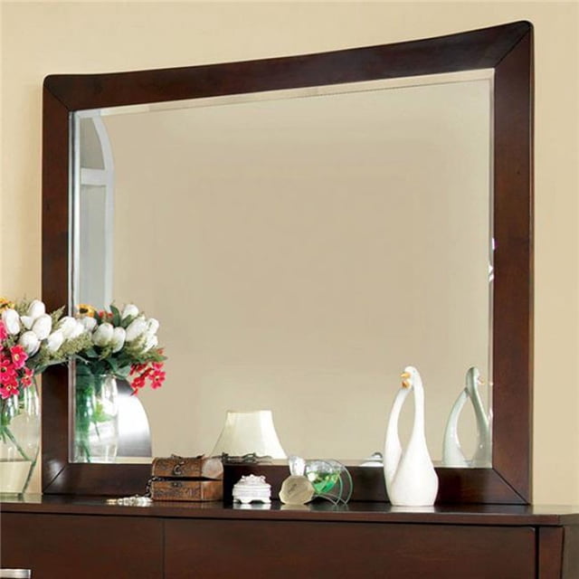 Benzara BM123604 Midland Contemporary Style Mirror, Brown Cherry