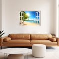 thumbnail image 2 of ZHONGYUTONG Window Wall Art and Pictures Beach Seascape Canvas Wall Decor Tropical Palm Tree Print Nature Coastal Artwork Seaside Bathroom Decor Framed (28.00" x 42.00"), 2 of 5