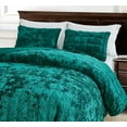 thumbnail image 3 of Chezmoi Collection Piers Emerald Green Velvet Quilt King Set, 3-Piece Lush Plush Distressed Velvet Bedding All Season Lightweight Bedspread, Brushed Microfiber Reverse with Double Square Stitch, 3 of 9
