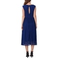 thumbnail image 3 of INSPIRE CHIC Women's Lace Dress Boat Neck Cap Sleeve Cutout Back Midi Dress Dark Blue S, 3 of 5