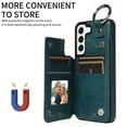 thumbnail image 3 of Feishell for Samsung Galaxy S22 Back Flip Wallet Case with ID Credit Card Slots & Metal Ring, Premium PU Leather Shockproof Magnetic Buckle Flip Kickstand Phone Case for Women Men,Green, 3 of 10