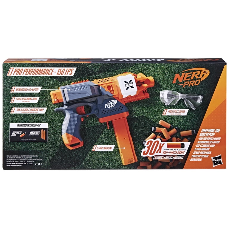 NERF Pro Stryfe X Dart Semi-Auto Blaster, Rechargeable LiPo