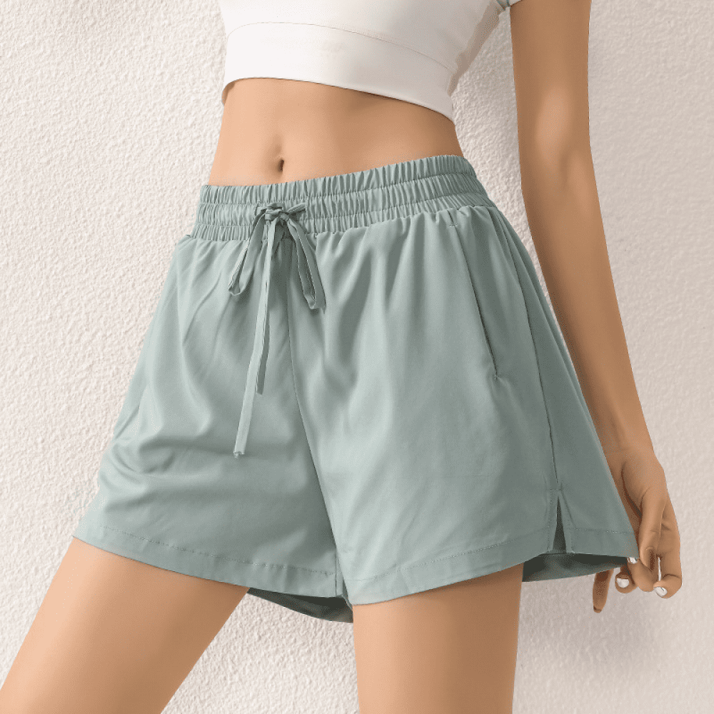 andy & natalie Women's Linen Shorts Casual Summer Shorts Button Elastic Waist Short with Pockets 