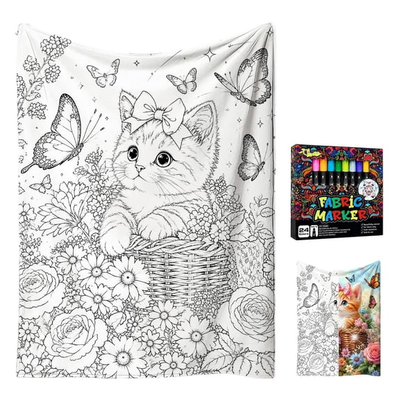 Coloring Blankets for Adults, Color Blanket with Markers