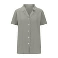 thumbnail image 4 of Womens Short Sleeve Shirts Spring Summer Tops V Neck Collared Button Down Ladies Shirt Tops Trendy 2025, 4 of 6