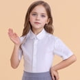 thumbnail image 2 of Girls Button Down Shirt Short Sleeve Collared School Uniform Blouse Kids Casual Tops School Clothes for Girls Size 3-16T, 2 of 4