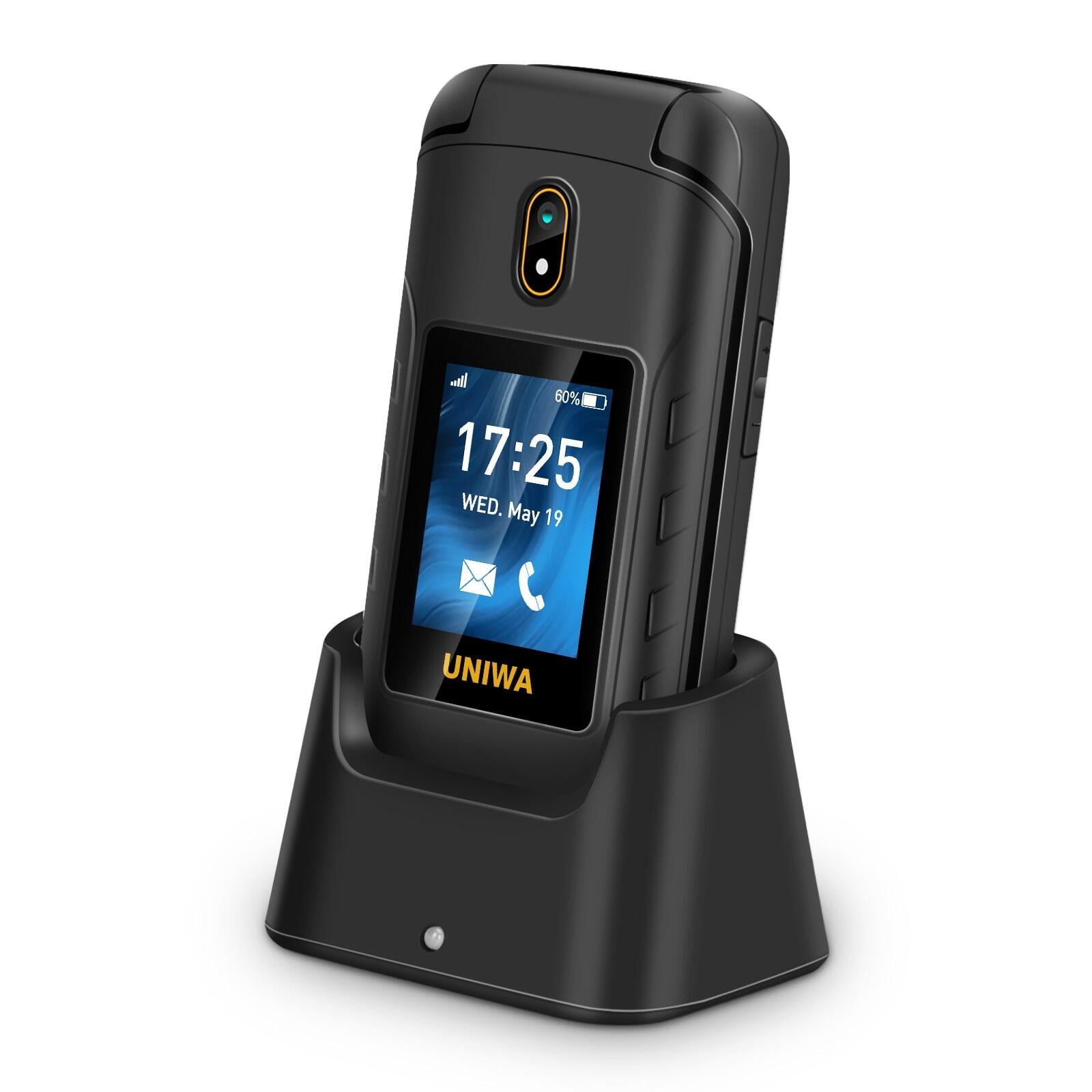 UNIWA V909T Dual Screen 2.8inches 4G Flip Cellphone Big Push-Button 2250mAh FM Radio Feature Phone for Elderly
