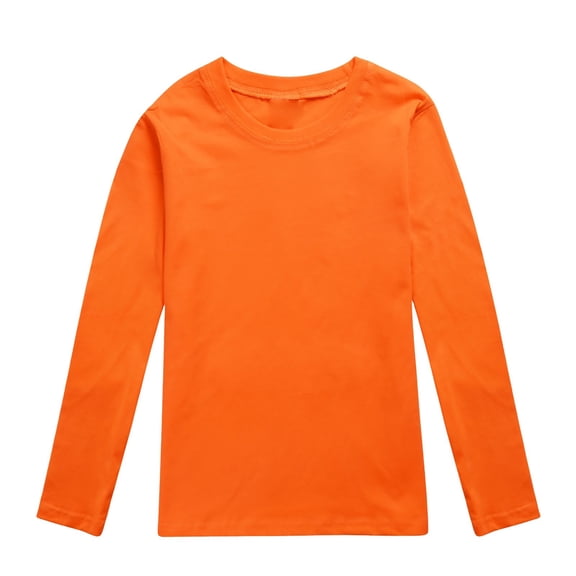 YunPes Basic Thermal Tops Kids Comfy Soft Cotton Long Sleeved T Shirt Girls Boys Crewneck Base Layer Pullover Fall Winter Clothes