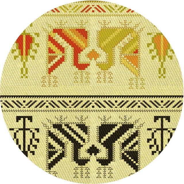 Ahgly Company Machine Washable Indoor Round Transitional Dark Golden Rod Brown Area Rugs, 6' Round