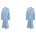 thumbnail image 4 of yingyy 1/2/3/5 Femmes Printemps Style Décontracté Ouvert devant Vêtements de Nuit Filles Simple Robe de Nuit à Manches Longues Vêtements de Pyjama Maison Bleu P 2 Pcs, 4 of 6