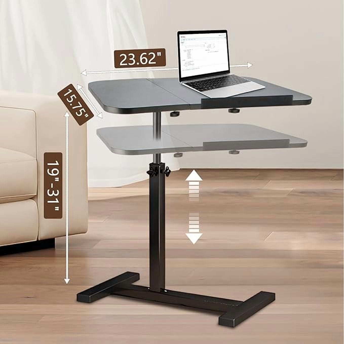 StarZe Height Adjustable Side Desk,Laptop Desk,Rotatable Tilting Desktop Rolling Mobile Desk with Silent Wheels,Black