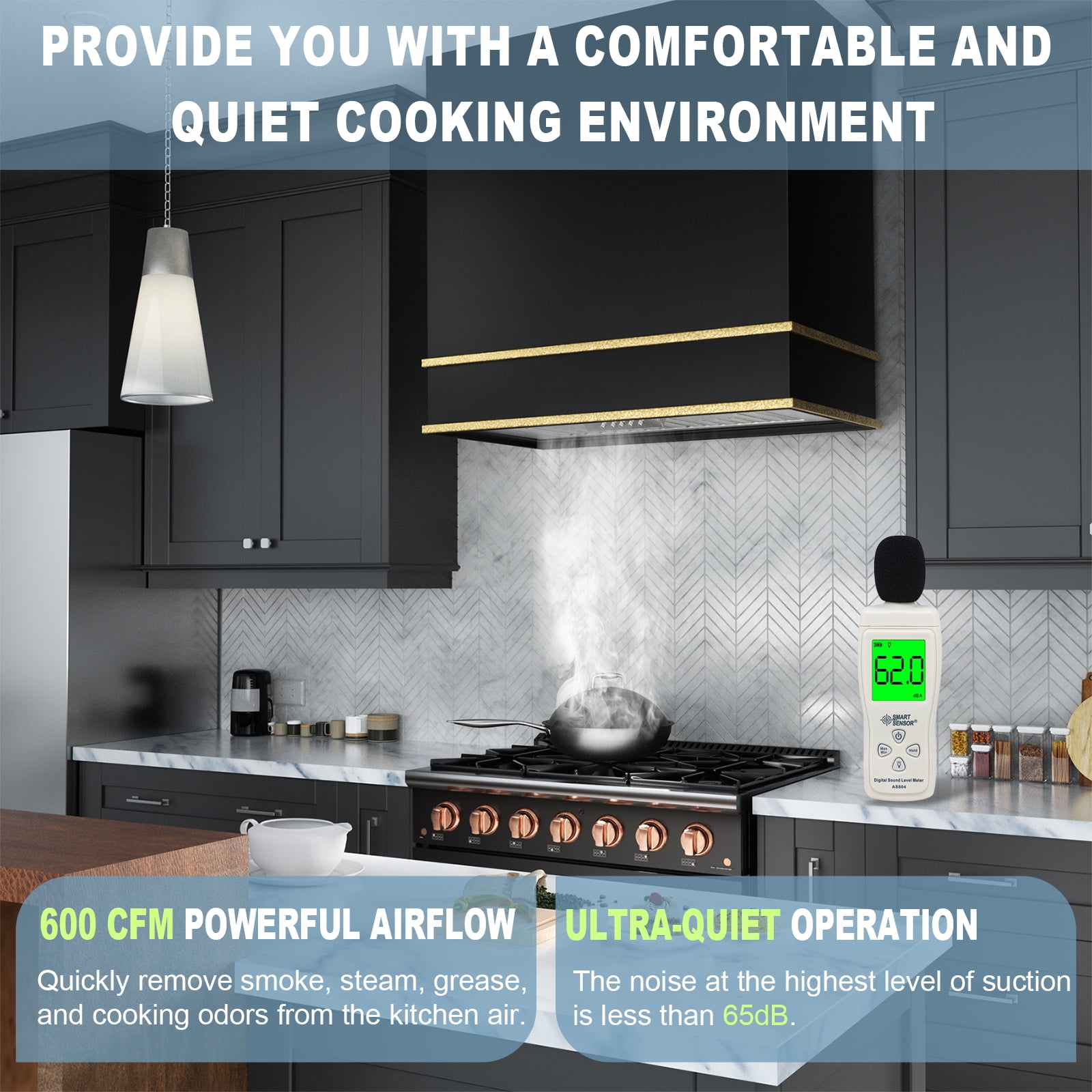 Akicon Range Hood 30 Inch, 600 CFM Ducted Vent Hood, Stainless Steel Box Kitchen Hood with 2 LED Lights, Removable Baffle Filters, Stove Hood Vent for Kitchen, 3 Speeds, Wall Mounted (AK-HS30HB-JBG)