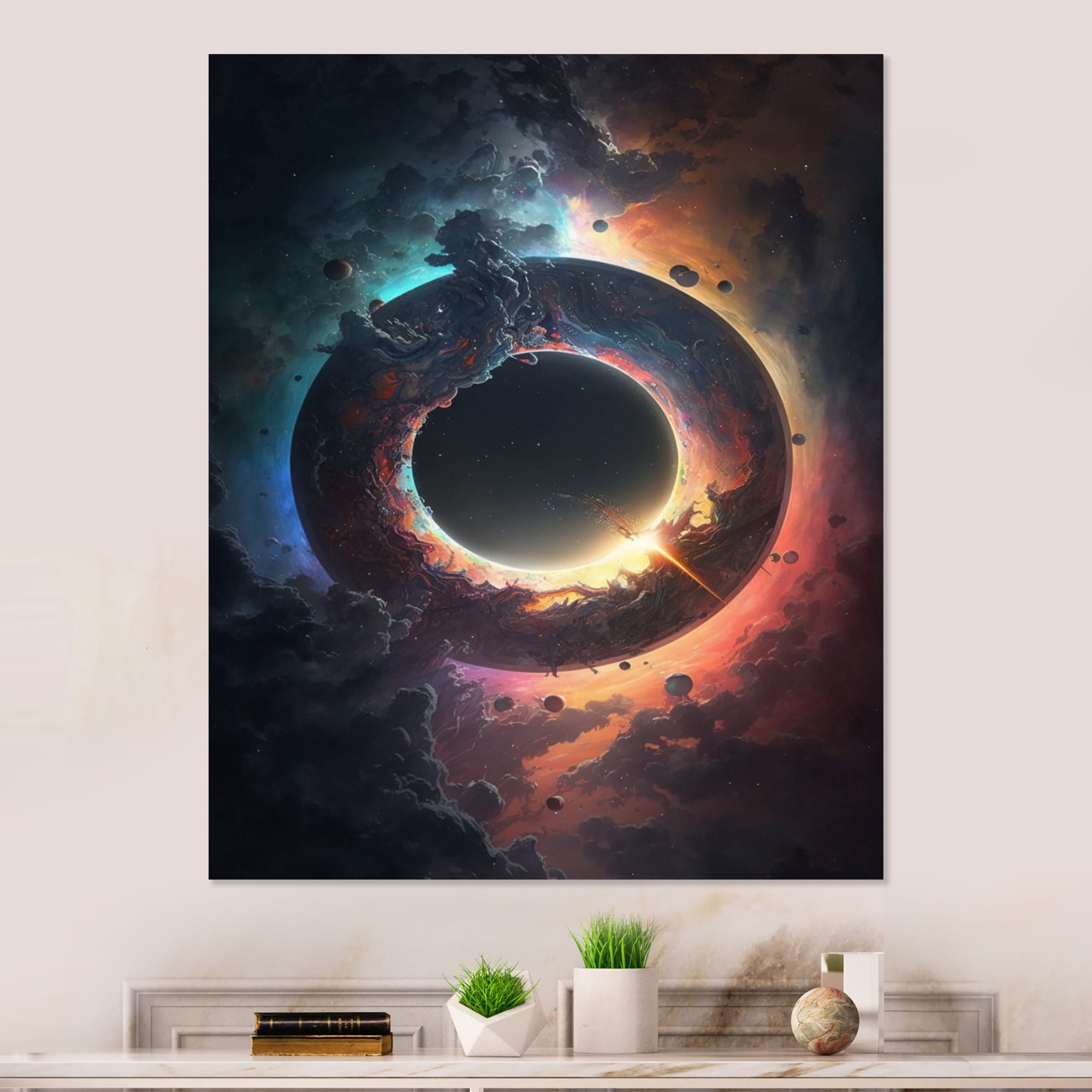 Designart Deep Space Planet Fusion VI Canvas Wall Art