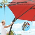 thumbnail image 6 of Dovov 11ft Patio Umbrella with Base, Aluminum Deluxe Round Curvy Cantilever Umbrella Large 360° Rotation Offset Hanging Outdoor Market Umbrellas for Lawn Garden Deck Backyard Pool, Red, 6 of 10