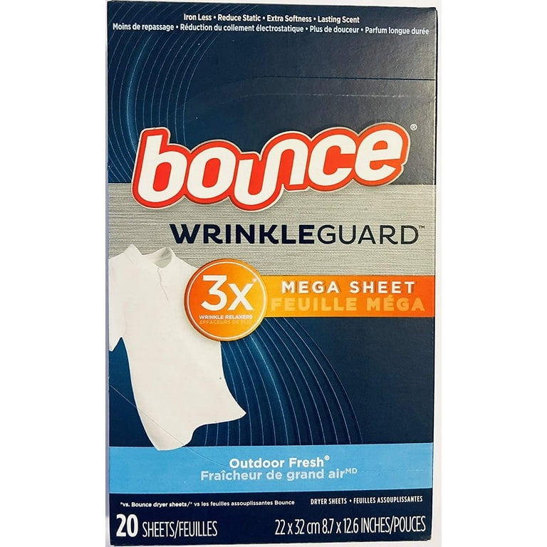 Bounce Lasting Fresh Mega Dryer Sheets, 80 ct, Outdoor Fresh