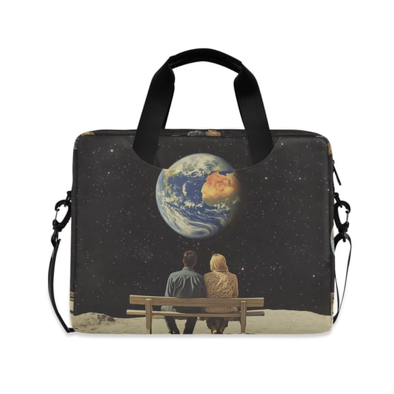 FORMRS 16" Laptop Bag Carrying Sleeve Case with Handle Travel Shoulder Briefcase, Sitting on The Moon