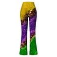 thumbnail image 4 of 2024 Women Pants Casual Work Mardi Bell Bottoms Purple Green Yellow High Waist Flare Streetwear Trousers, 4 of 4