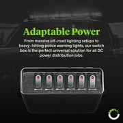 6-Gang 12V Rocker Switch Box [40 Amp Max.] [12 AWG Wires][12 Volt DC] SPST On/Off Rocker Toggle Switch Panel Box for Auto Automotive Lights Car Marine Boat Truck Vehicles & More