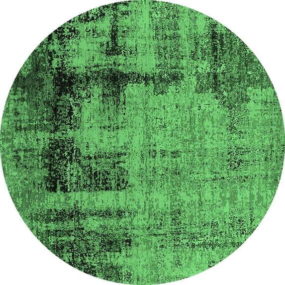 Ahgly Company Indoor Round Oriental Emerald Green Industrial Area Rugs, 5' Round