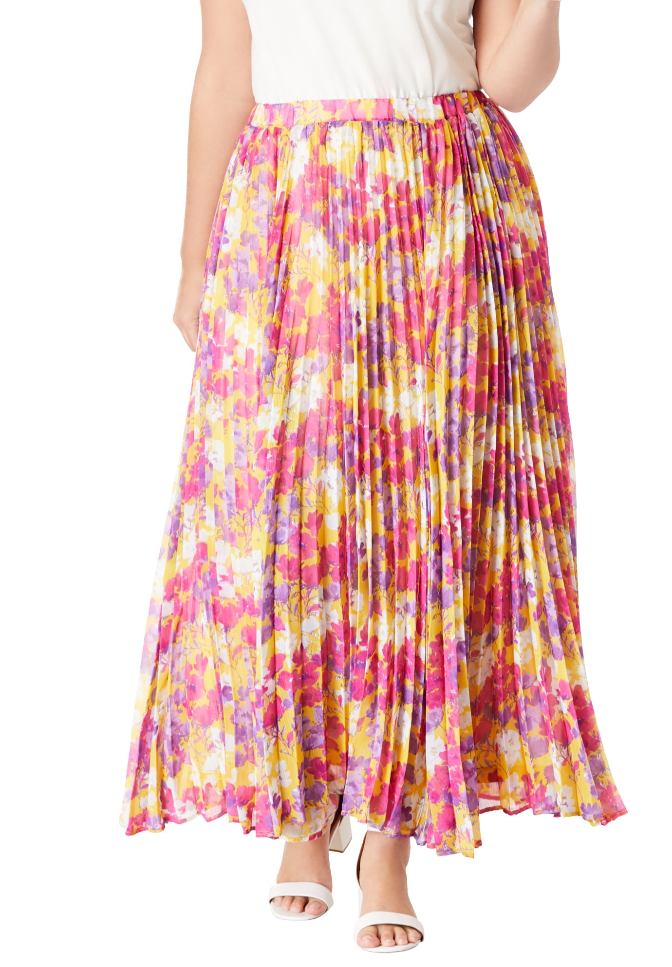 plus pleated maxi skirt