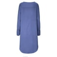thumbnail image 4 of RQYYD Women's Lantern Long Sleeve Round Neck High Low Asymmetrical Irregular Hem Casual Tops Ruffle Bodycon Peplum Blouse Shirt Dress Blue L, 4 of 5