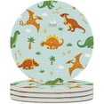 thumbnail image 2 of SKYSONIC Round Drink Coasters 2 Pcs Dinosaur World Absorbent Ceramic Coaster with Cork Base for Coffee Cups for Home Decor, 2 of 6