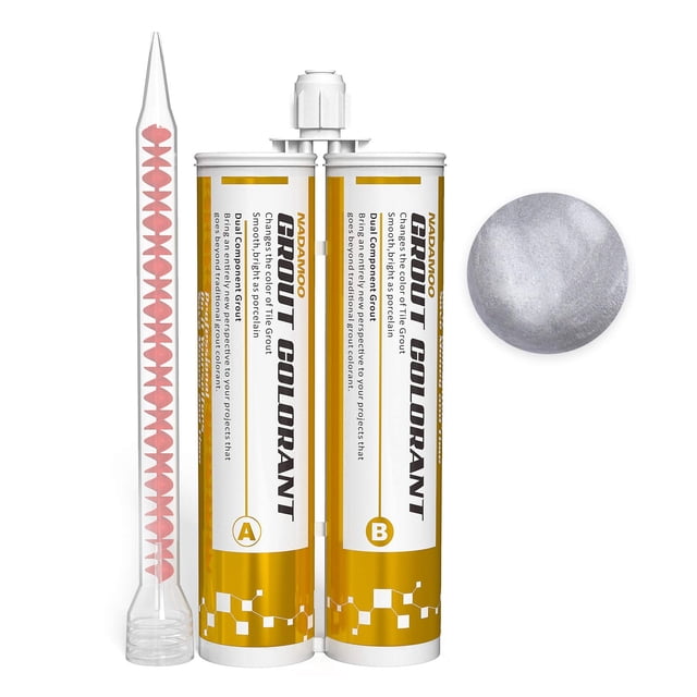 Lechada epoxídica NADAMOO, tubos dobles, color gris claro, 400 ml, resistente al agua
