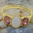 thumbnail image 5 of LBG British Made 18k Yellow Gold Ring with Natural Opal & Pink Tourmaline Womens Engagement Ring - 33 size options - Size 7.25, 5 of 7
