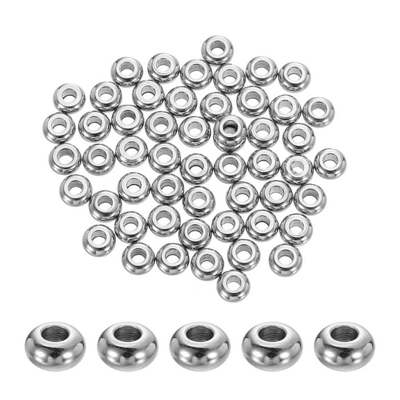 Uxcell 100 Pack Stainless Steel Spacer Beads, 4mm Flat Round Metal Heishi Bead, Silver