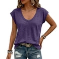 thumbnail image 6 of DYTTDG Women's Cap Sleeve Tank Top, Deep V Neck Loose Fit Top, Solid Color Summer Casual Tee, 6 of 8