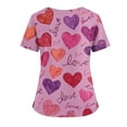 thumbnail image 3 of CCRFTGI Valentines Scrub Tops Women Plus Size Love Heart Print Nurse Uniforms Trendy V-Neck Scrub Shirt Holiday Short Sleeve Medical Workwear with Pockets Purple Pink M, 3 of 4