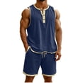 thumbnail image 2 of Favoffer Men 2 Piece Outfits Mens Short Sets Summer Casual Sleeveless Tops Elastic Waist Shorts Beach Vacation Travel, 2 of 8