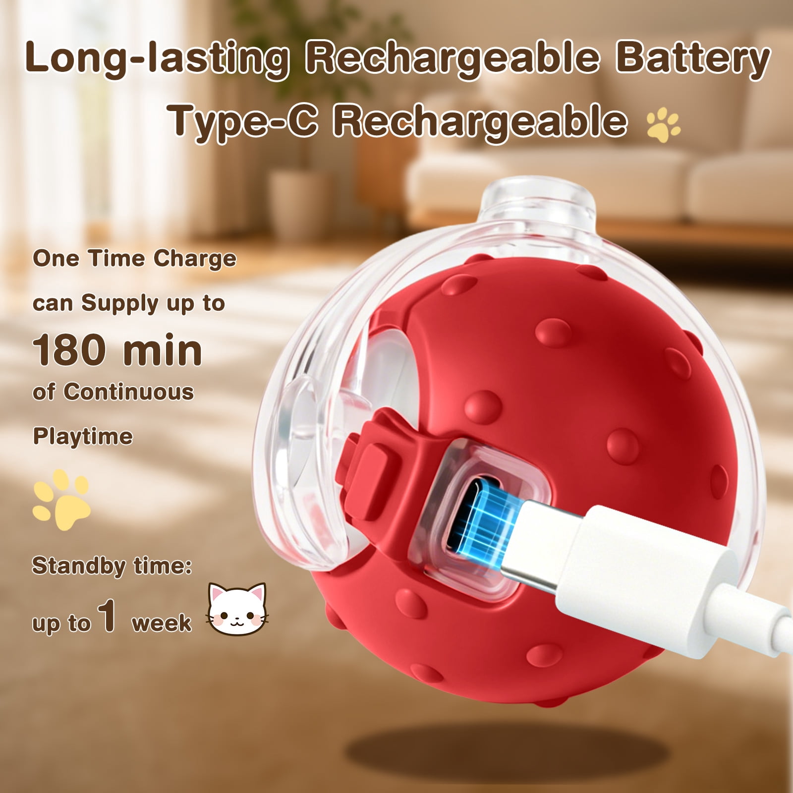 Risehigh Cat Toys for Indoor Cat Toy Smart Interactive Cat Toy Ball Rechargeable