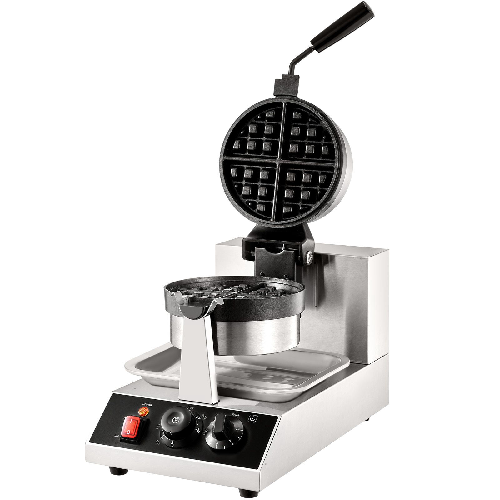 Commercial Round Waffle Maker 1300W, Rotatable & Non-Stick, 120V - Create Perfect Waffles Easily
