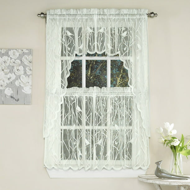 Bed Bath N More Ivory Knit Lace Bird, Bed And Bath Kitchen Curtains