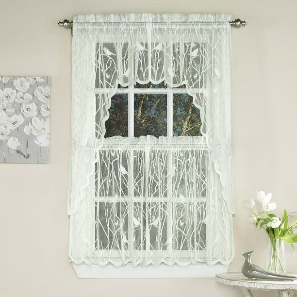 Bed Bath N More Ivory Knit Lace Bird Motif Window Treatments Valance Com Bed Bath N More Ivory Knit Lace Bird, Bed And Bath Kitchen Curtains